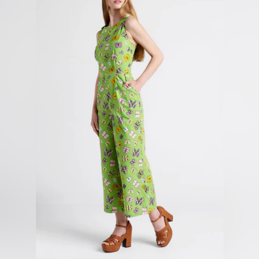 NWT ModCloth Light Of Day Green Butterfly Jumpsuit Size 6 Happy Clothes